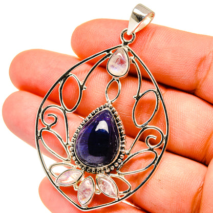 Sapphire, Rainbow Moonstone Pendants handcrafted by Ana Silver Co - PD15383