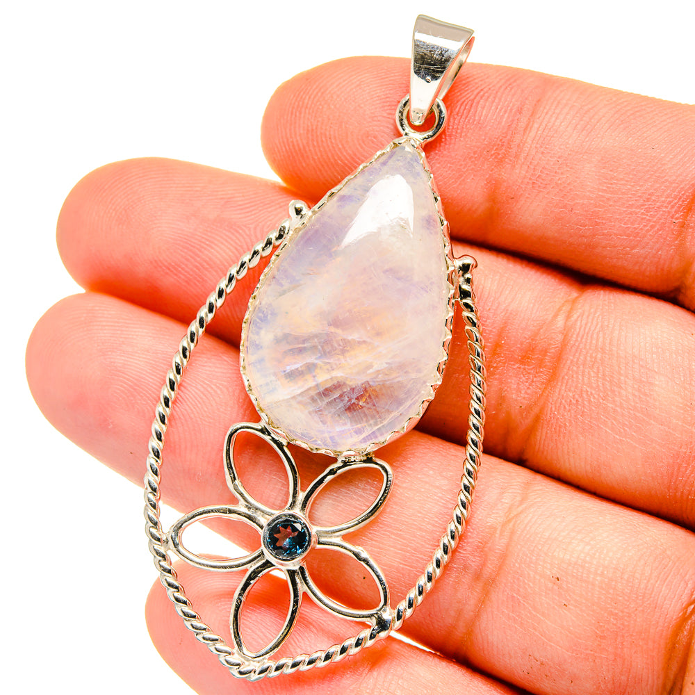 Rainbow Moonstone, Tanzanite Pendants handcrafted by Ana Silver Co - PD15390