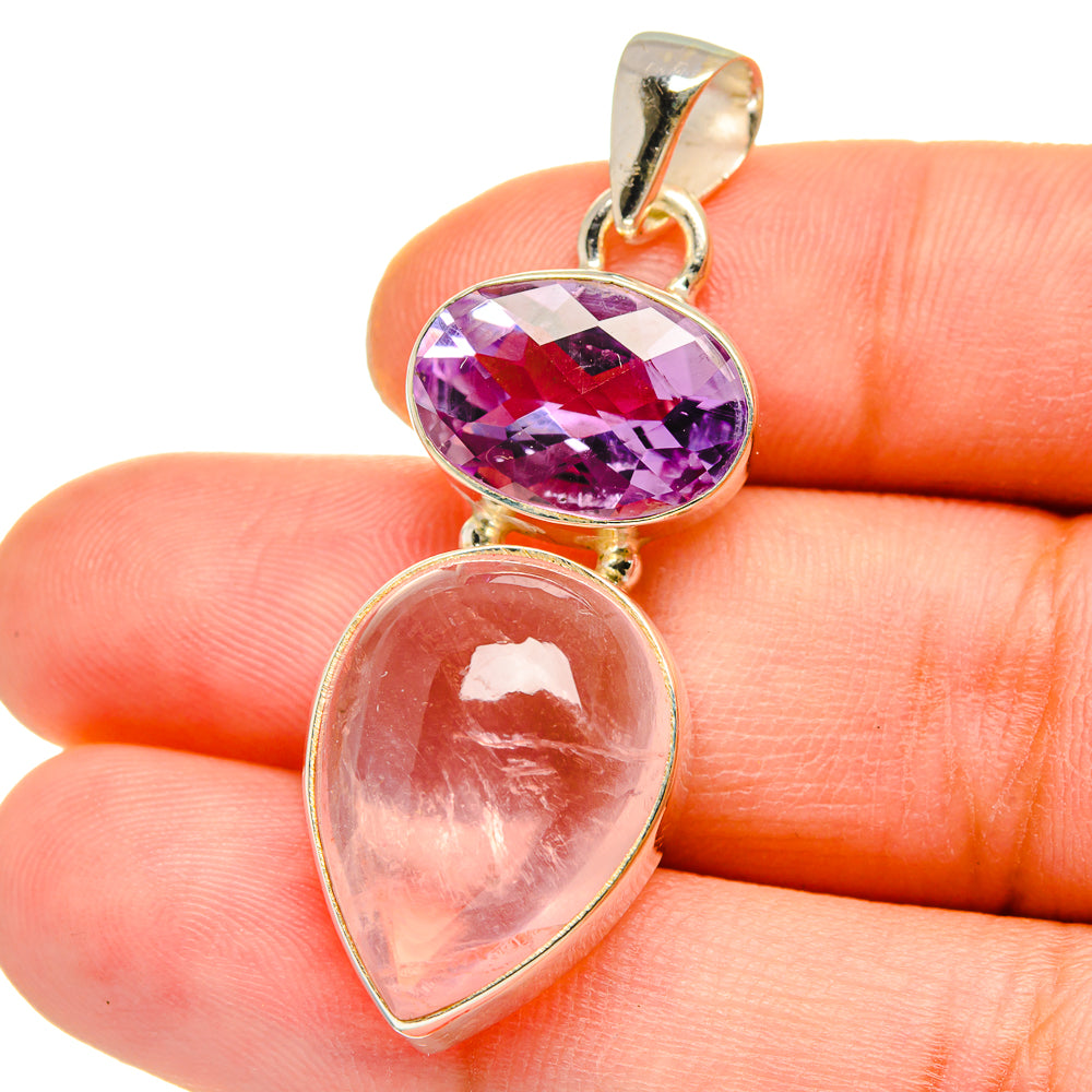 Rose Quartz Pendants handcrafted by Ana Silver Co - PD15475