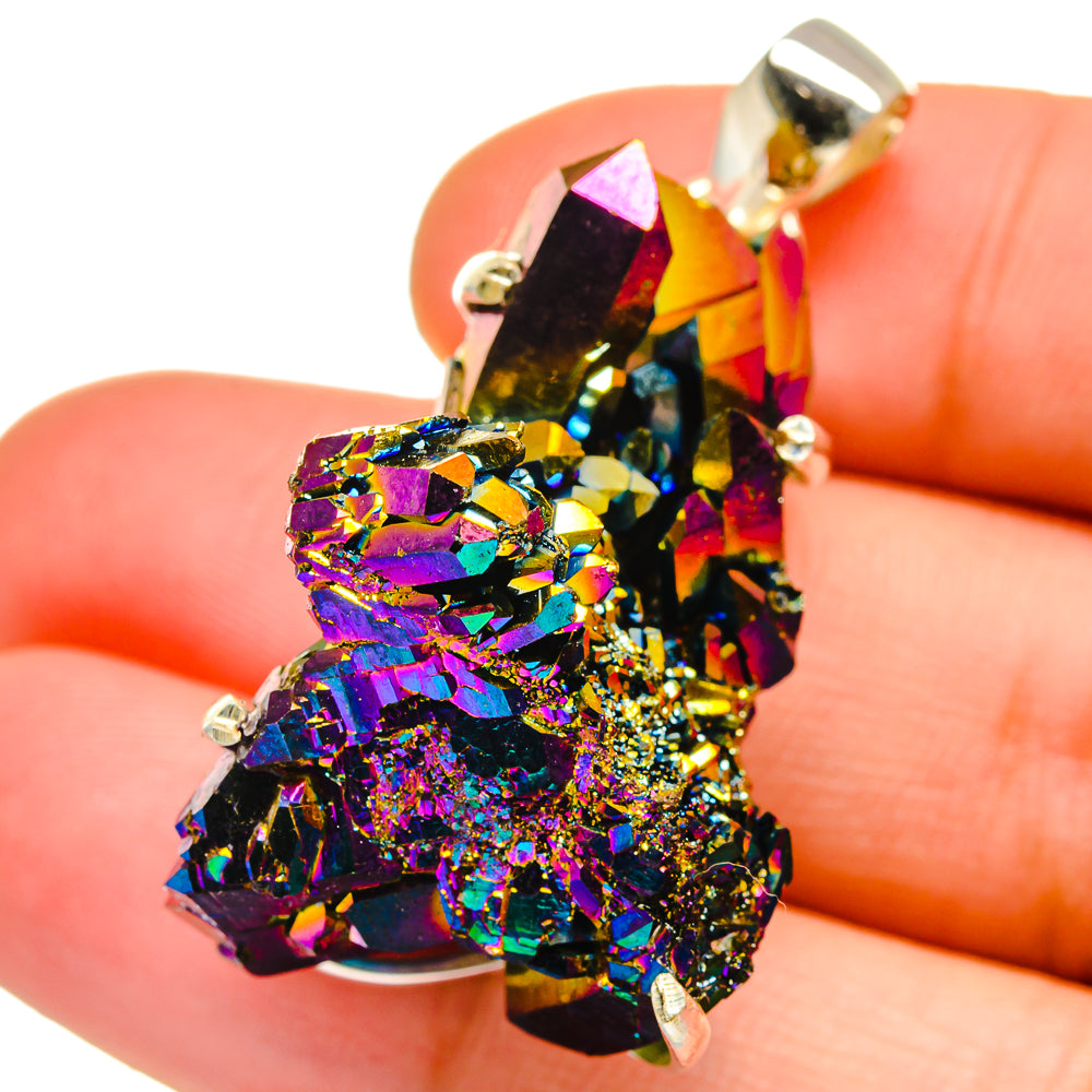 Titanium Sunshine Druzy Pendants handcrafted by Ana Silver Co - PD15491