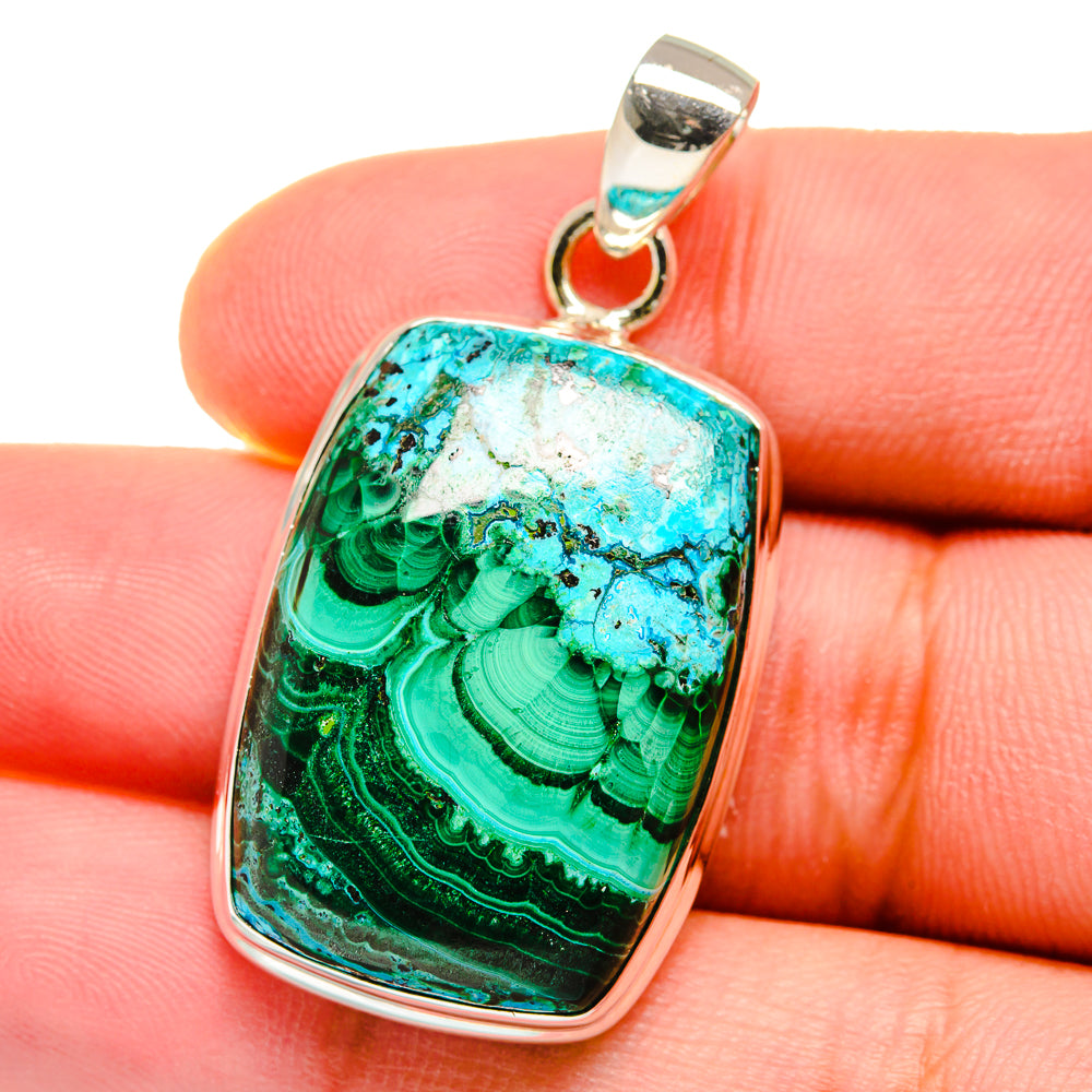 Malachite In Chrysocolla Pendants handcrafted by Ana Silver Co - PD15520