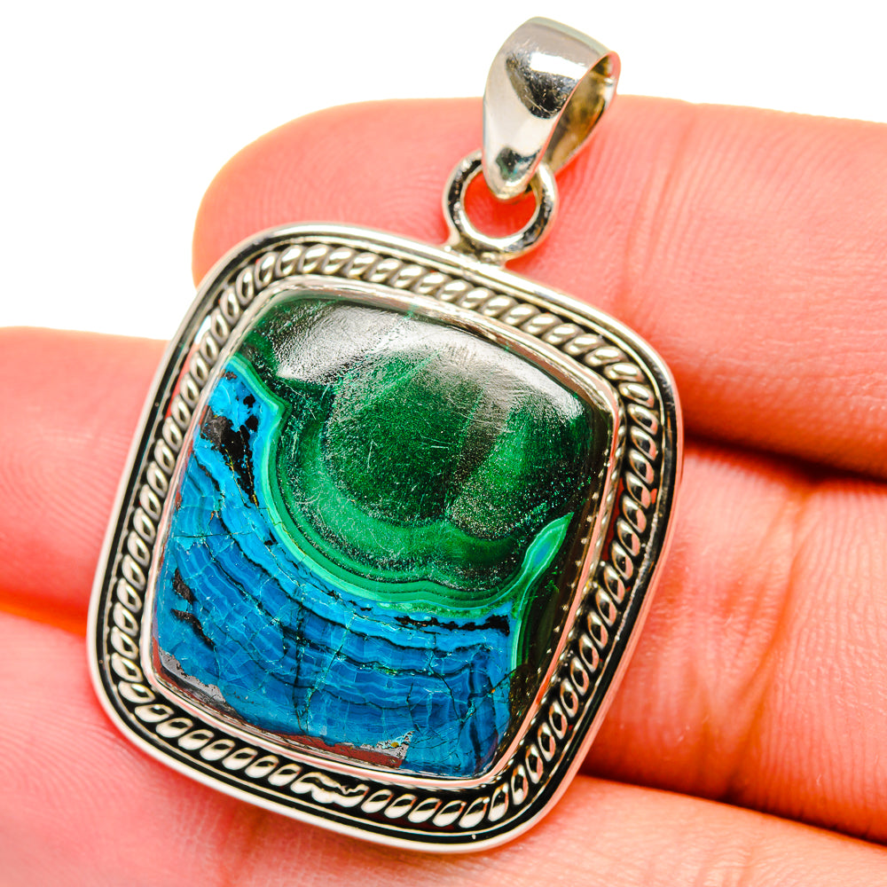 Malachite In Chrysocolla Pendants handcrafted by Ana Silver Co - PD15521
