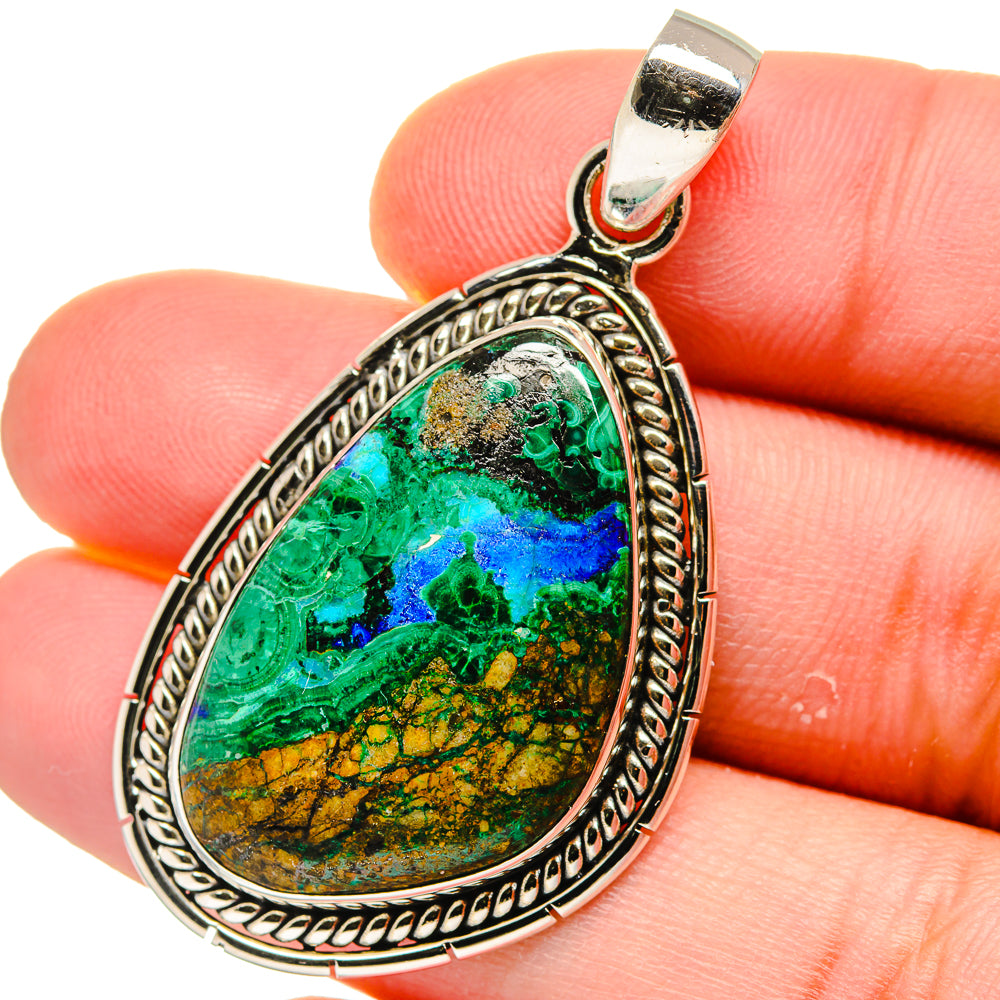 Malachite In Chrysocolla Pendants handcrafted by Ana Silver Co - PD15523