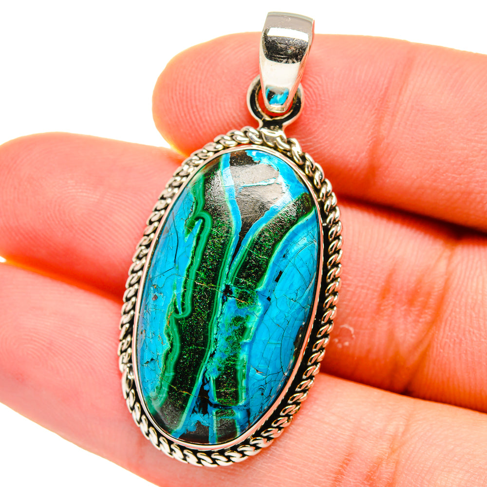 Malachite In Chrysocolla Pendants handcrafted by Ana Silver Co - PD15535