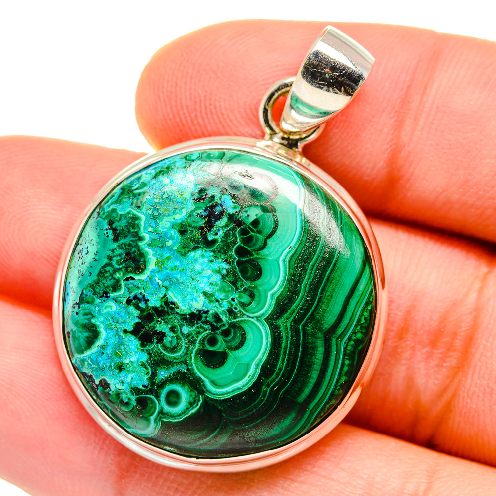 Malachite In Chrysocolla Pendants handcrafted by Ana Silver Co - PD15541
