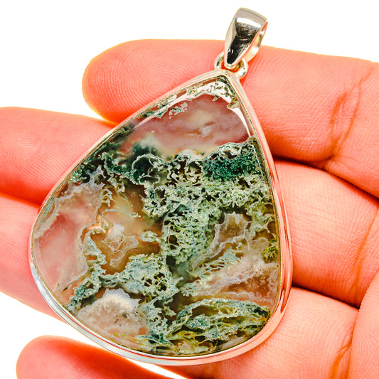 Green Moss Agate Pendants handcrafted by Ana Silver Co - PD15550