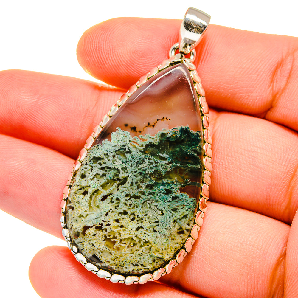 Green Moss Agate Pendants handcrafted by Ana Silver Co - PD15551