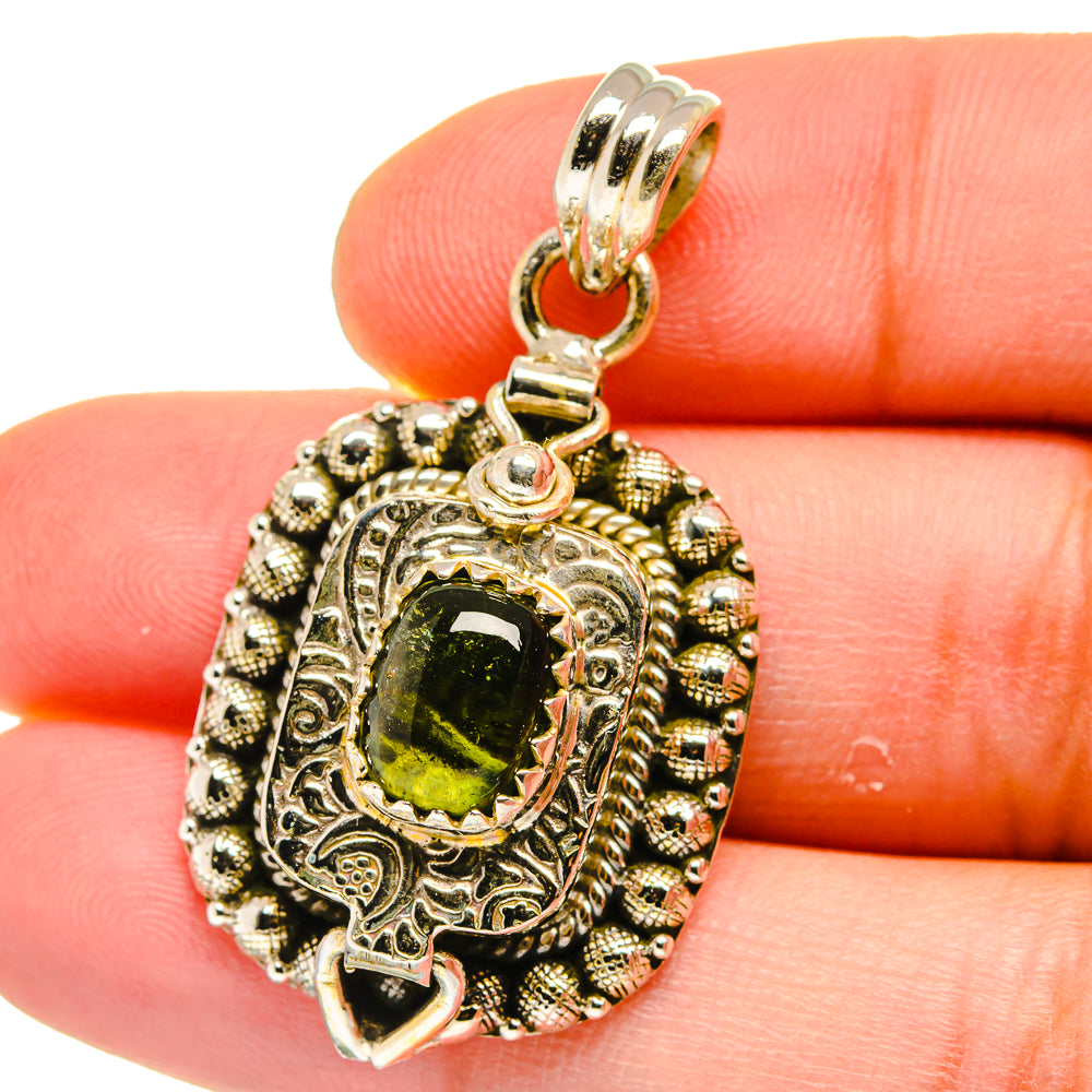 Green Tourmaline Pendants handcrafted by Ana Silver Co - PD15621