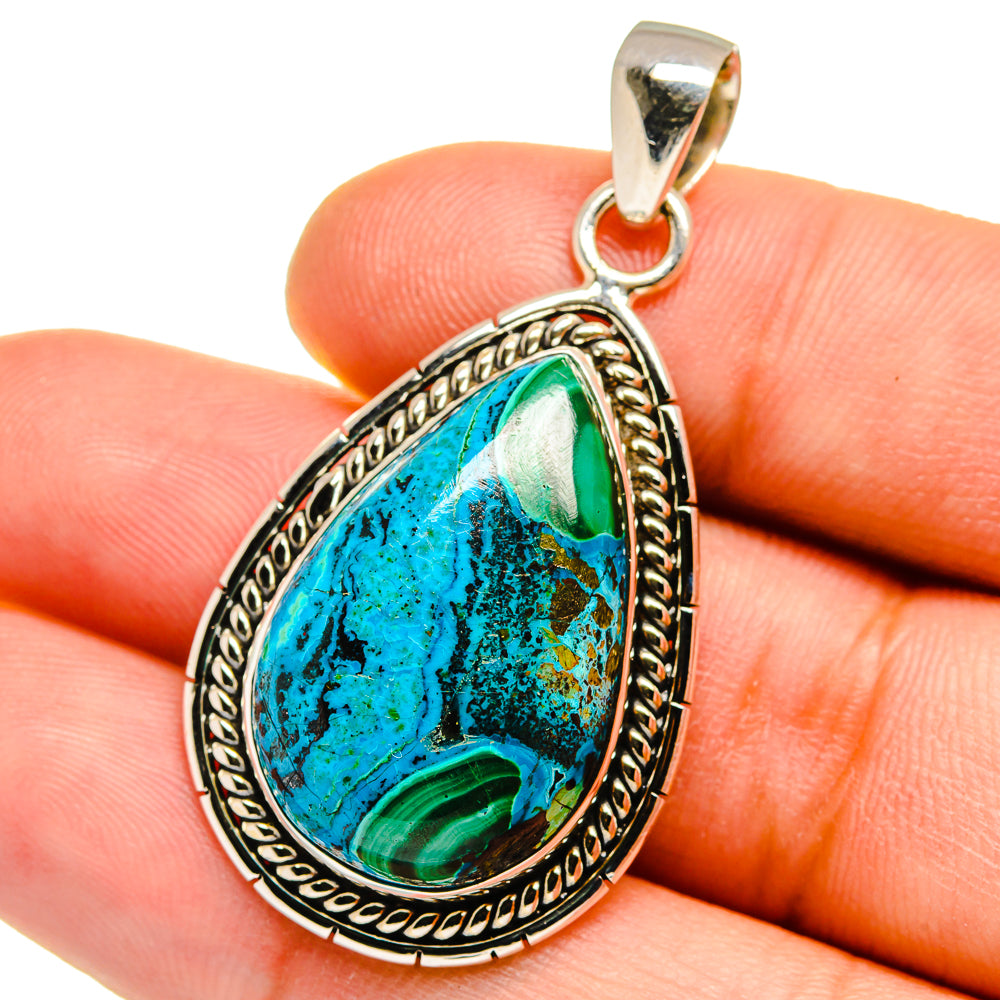 Malachite In Chrysocolla Pendants handcrafted by Ana Silver Co - PD15667