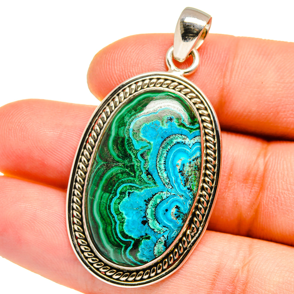 Malachite In Chrysocolla Pendants handcrafted by Ana Silver Co - PD15668
