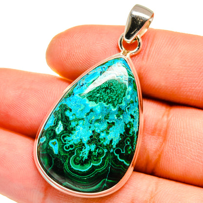 Malachite In Chrysocolla Pendants handcrafted by Ana Silver Co - PD15670