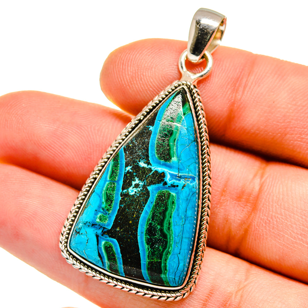 Malachite In Chrysocolla Pendants handcrafted by Ana Silver Co - PD15671