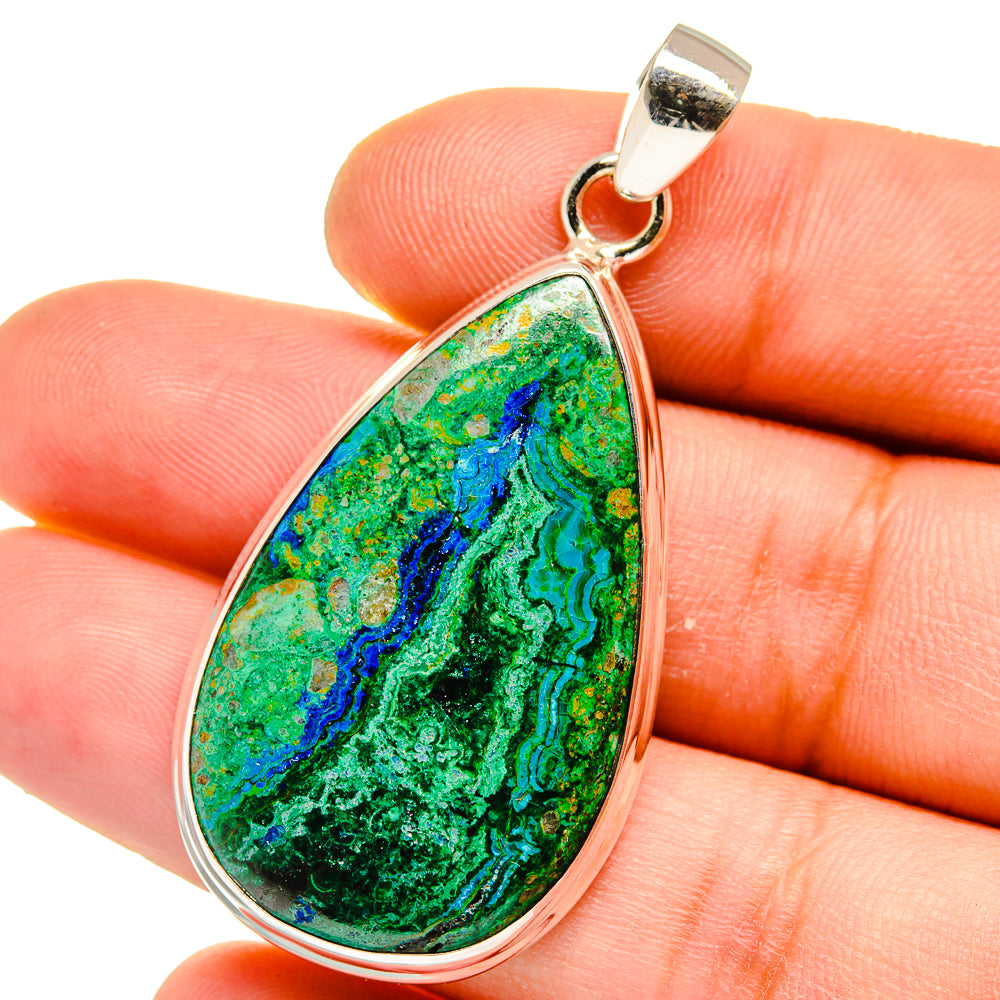 Malachite In Chrysocolla Pendants handcrafted by Ana Silver Co - PD15672