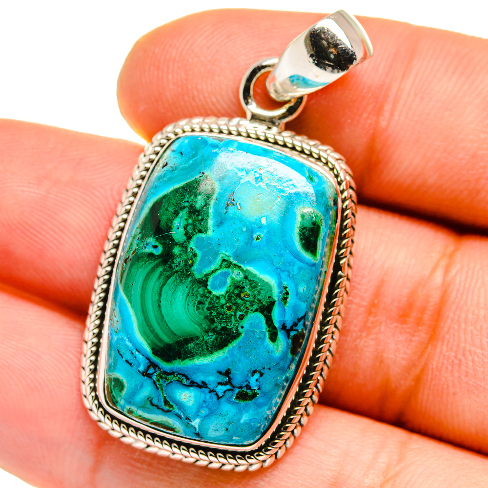 Malachite In Chrysocolla Pendants handcrafted by Ana Silver Co - PD15673