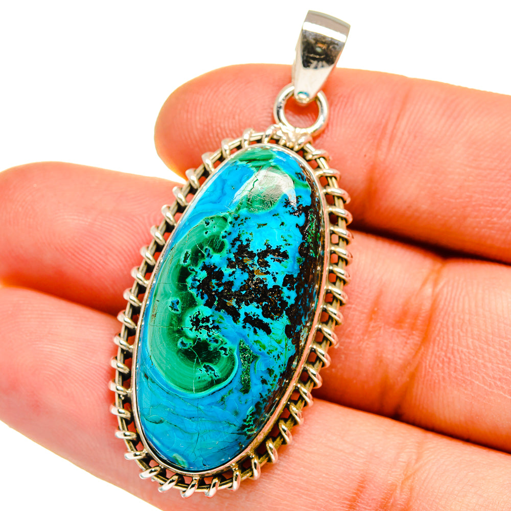 Malachite In Chrysocolla Pendants handcrafted by Ana Silver Co - PD15675
