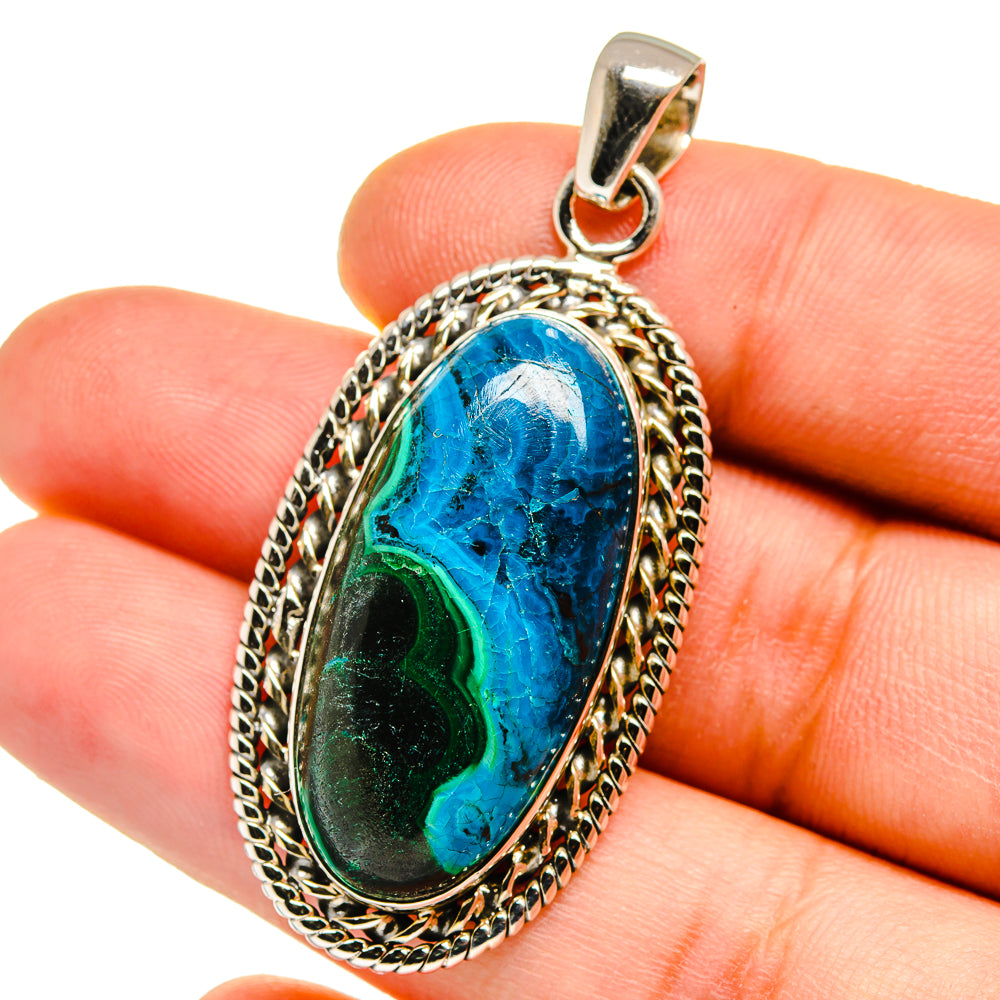 Malachite In Chrysocolla Pendants handcrafted by Ana Silver Co - PD15676