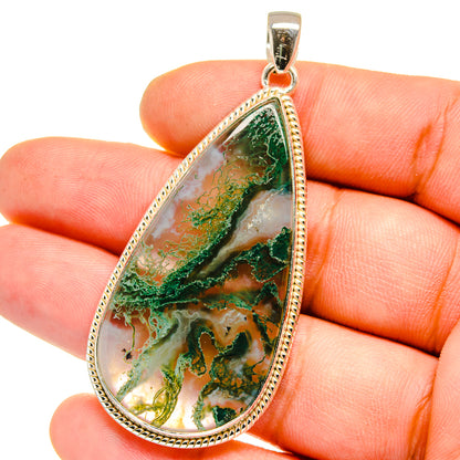 Green Moss Agate Pendants handcrafted by Ana Silver Co - PD15691