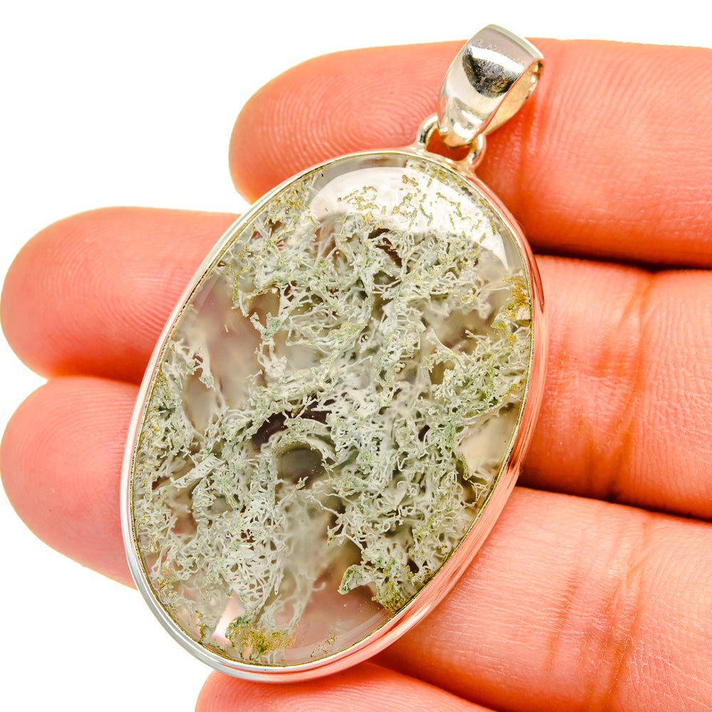 Green Moss Agate Pendants handcrafted by Ana Silver Co - PD15692