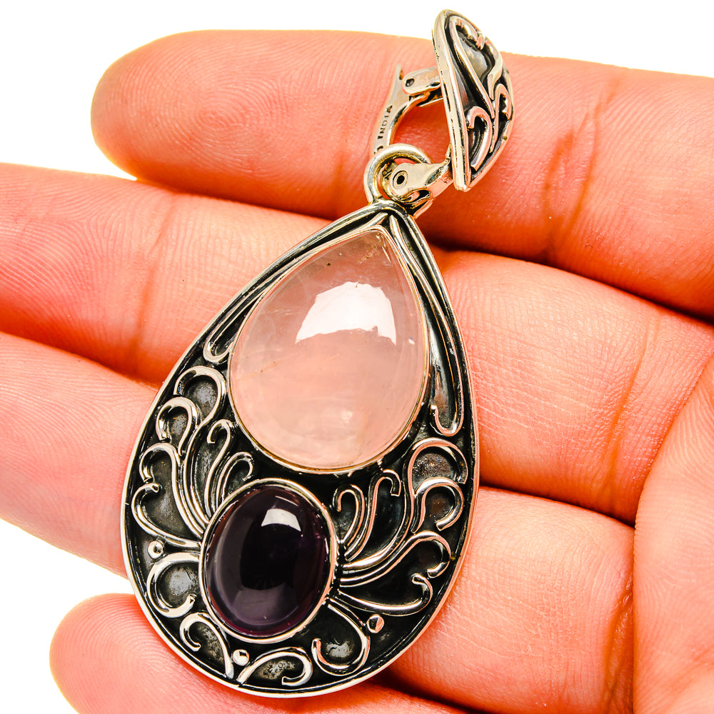 Rose Quartz Pendants handcrafted by Ana Silver Co - PD15733