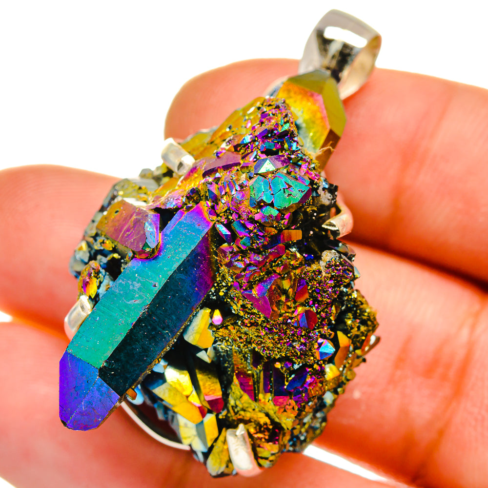 Titanium Sunshine Druzy Pendants handcrafted by Ana Silver Co - PD15736
