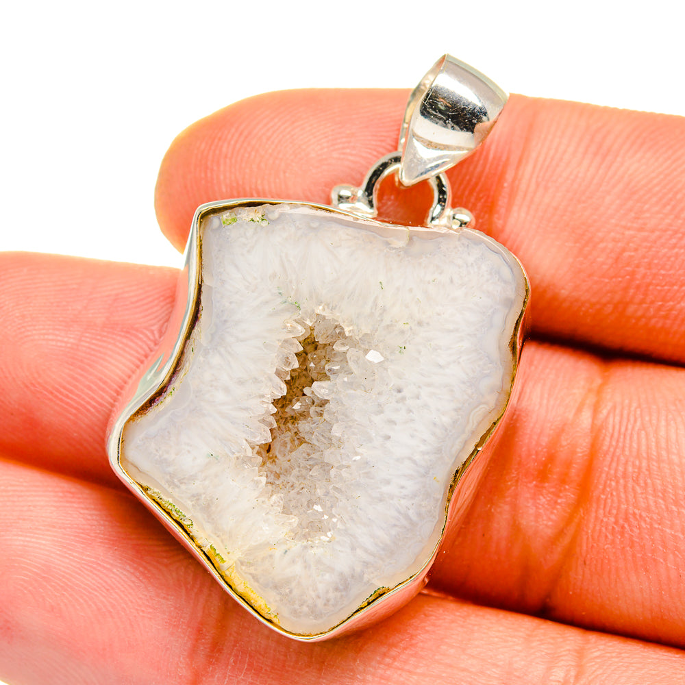 White Geode Slice Pendants handcrafted by Ana Silver Co - PD15741