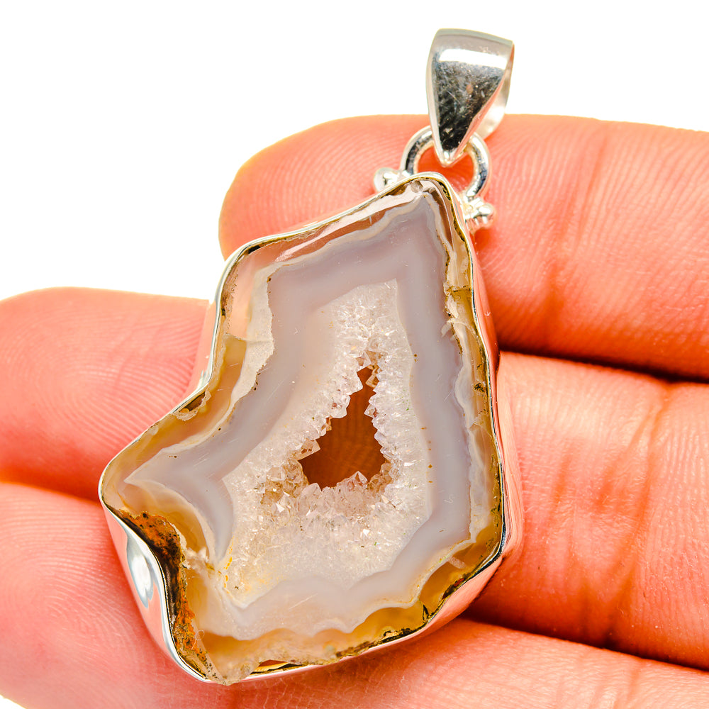 White Geode Slice Pendants handcrafted by Ana Silver Co - PD15742