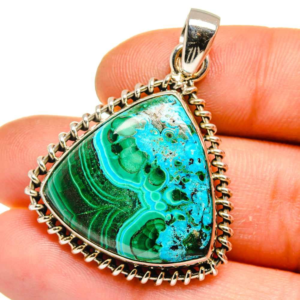 Malachite In Chrysocolla Pendants handcrafted by Ana Silver Co - PD15910