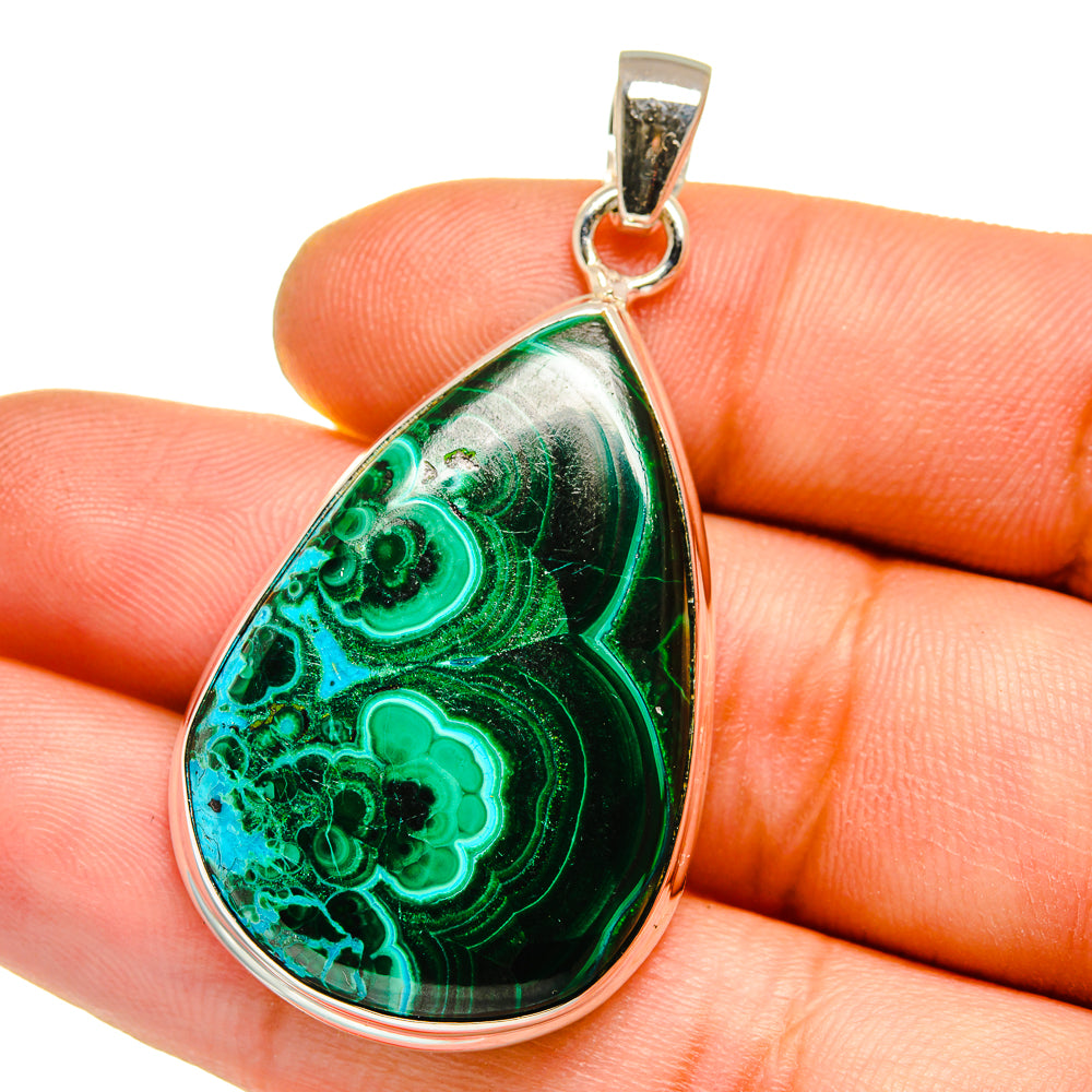 Malachite In Chrysocolla Pendants handcrafted by Ana Silver Co - PD15911
