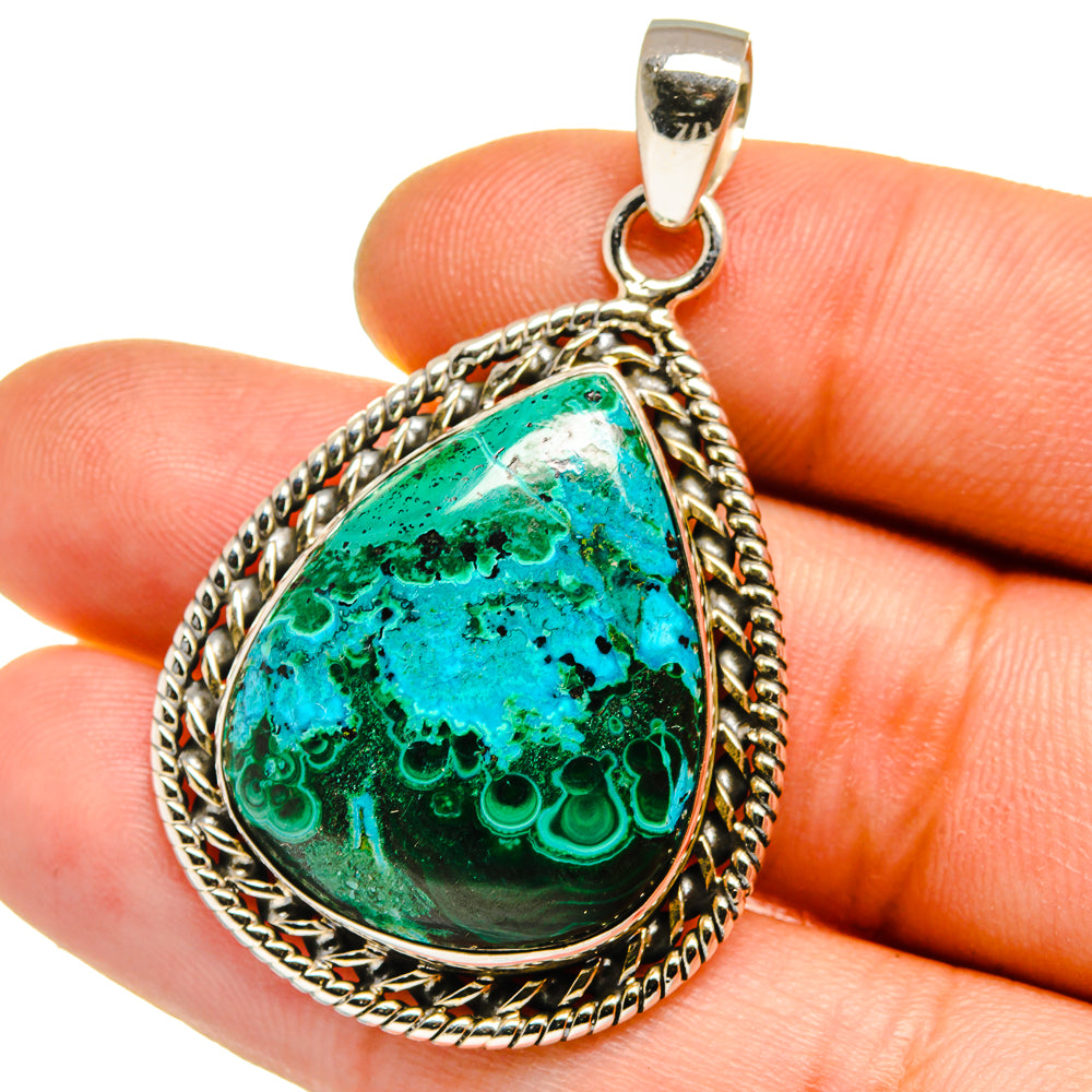 Malachite In Chrysocolla Pendants handcrafted by Ana Silver Co - PD15921