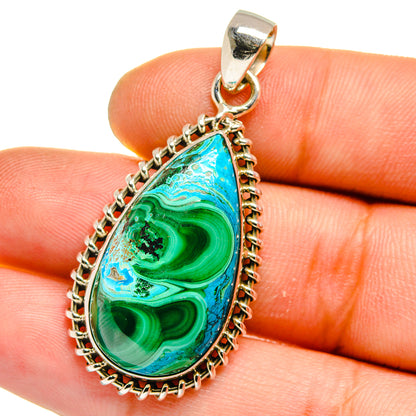 Malachite In Chrysocolla Pendants handcrafted by Ana Silver Co - PD15923
