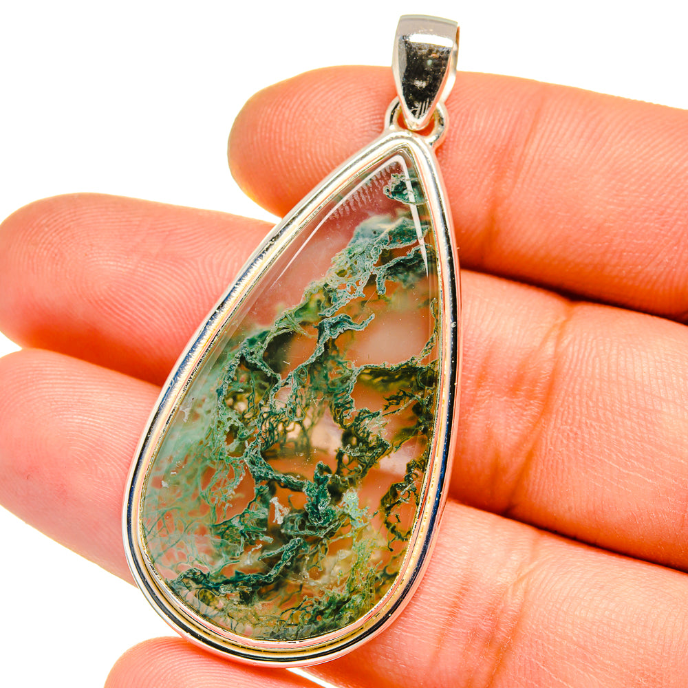 Green Moss Agate Pendants handcrafted by Ana Silver Co - PD15924