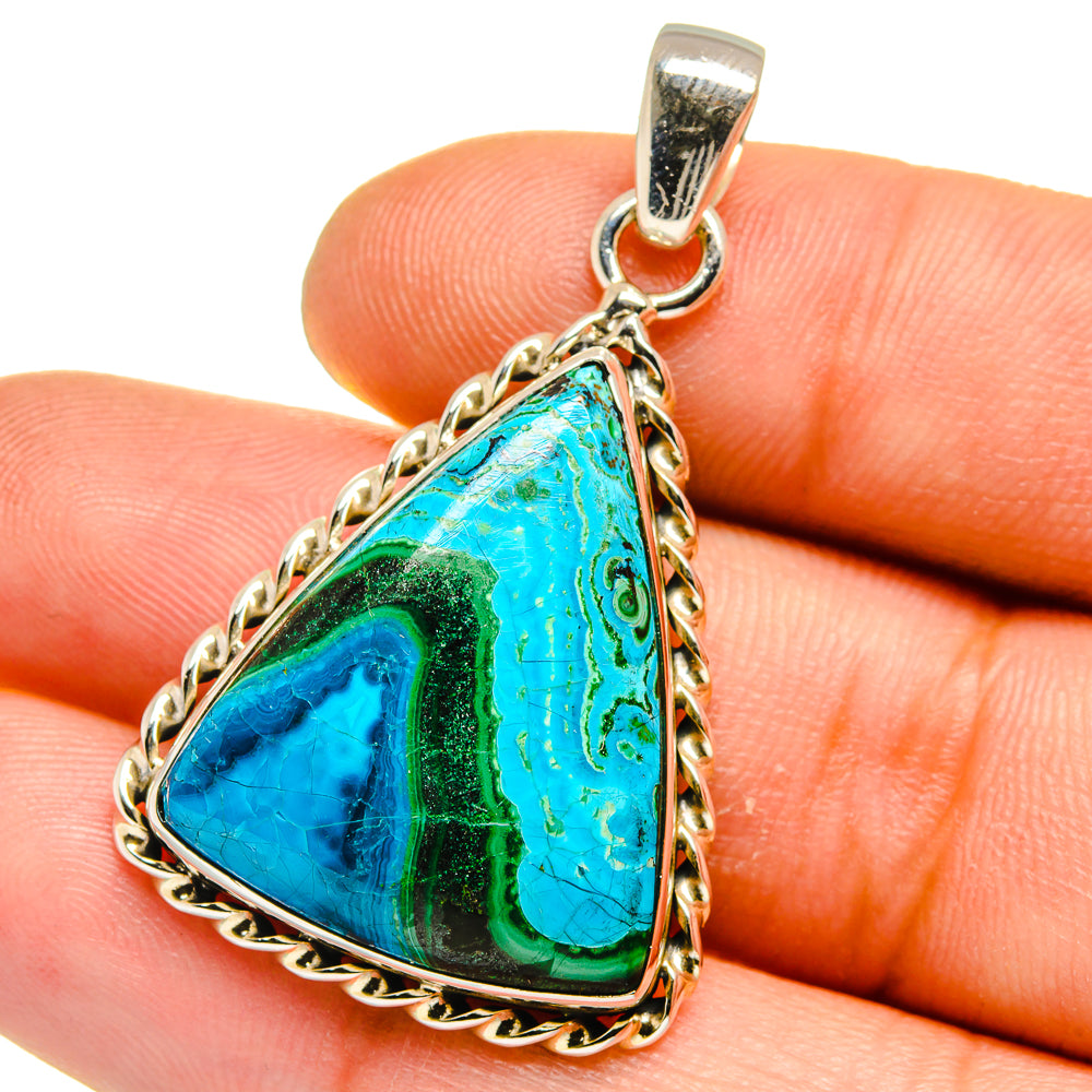 Malachite In Chrysocolla Pendants handcrafted by Ana Silver Co - PD15927