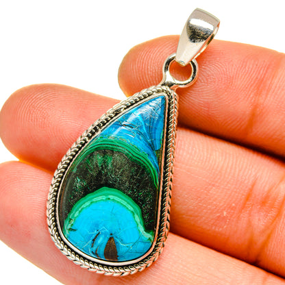 Malachite In Chrysocolla Pendants handcrafted by Ana Silver Co - PD15929