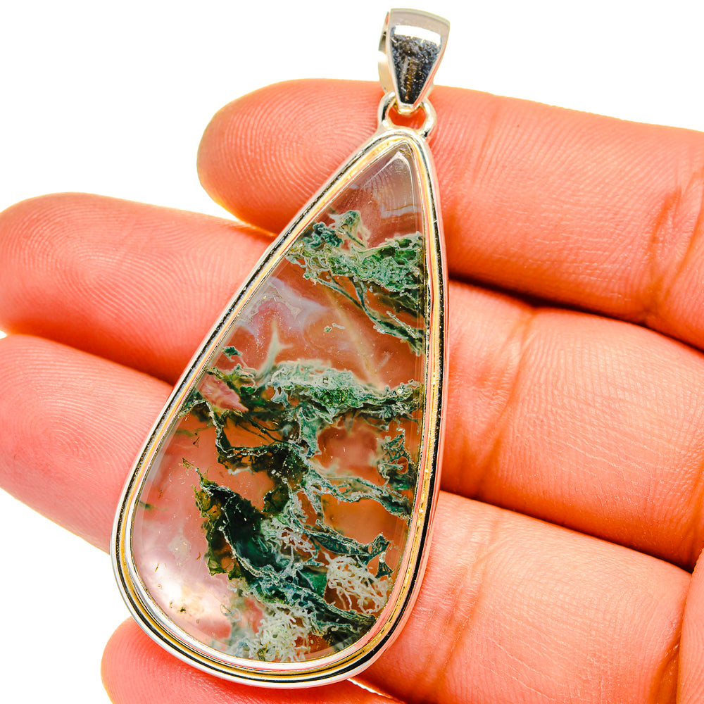 Green Moss Agate Pendants handcrafted by Ana Silver Co - PD15932