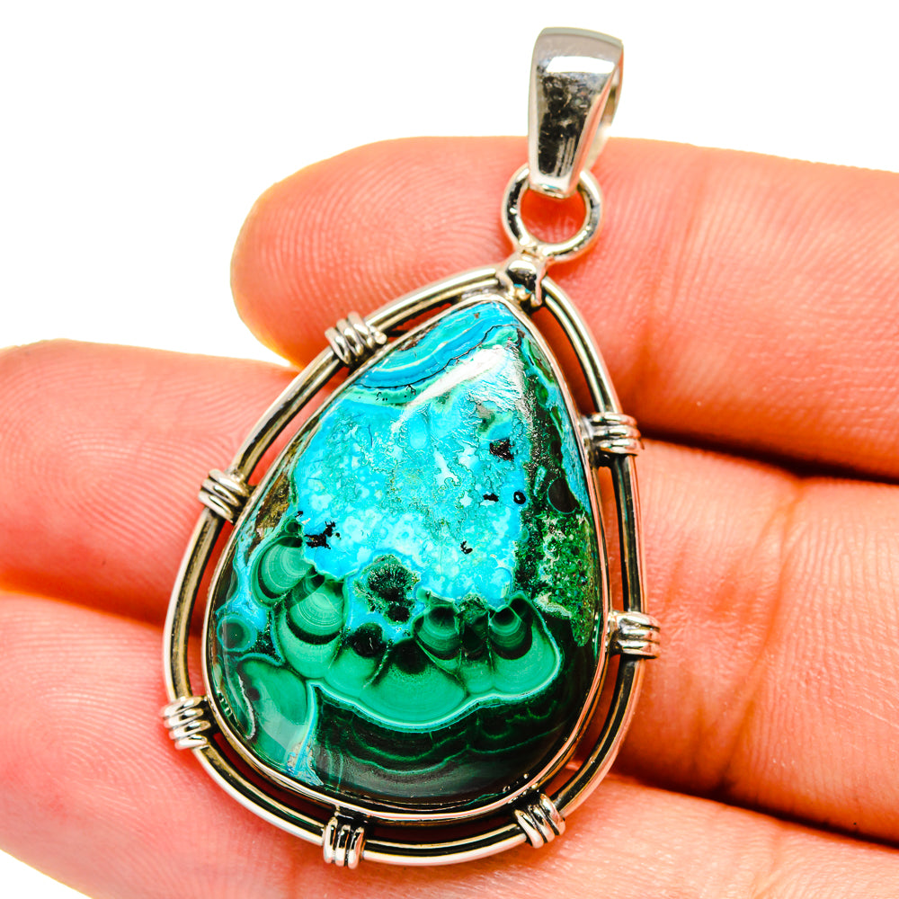 Malachite In Chrysocolla Pendants handcrafted by Ana Silver Co - PD15983