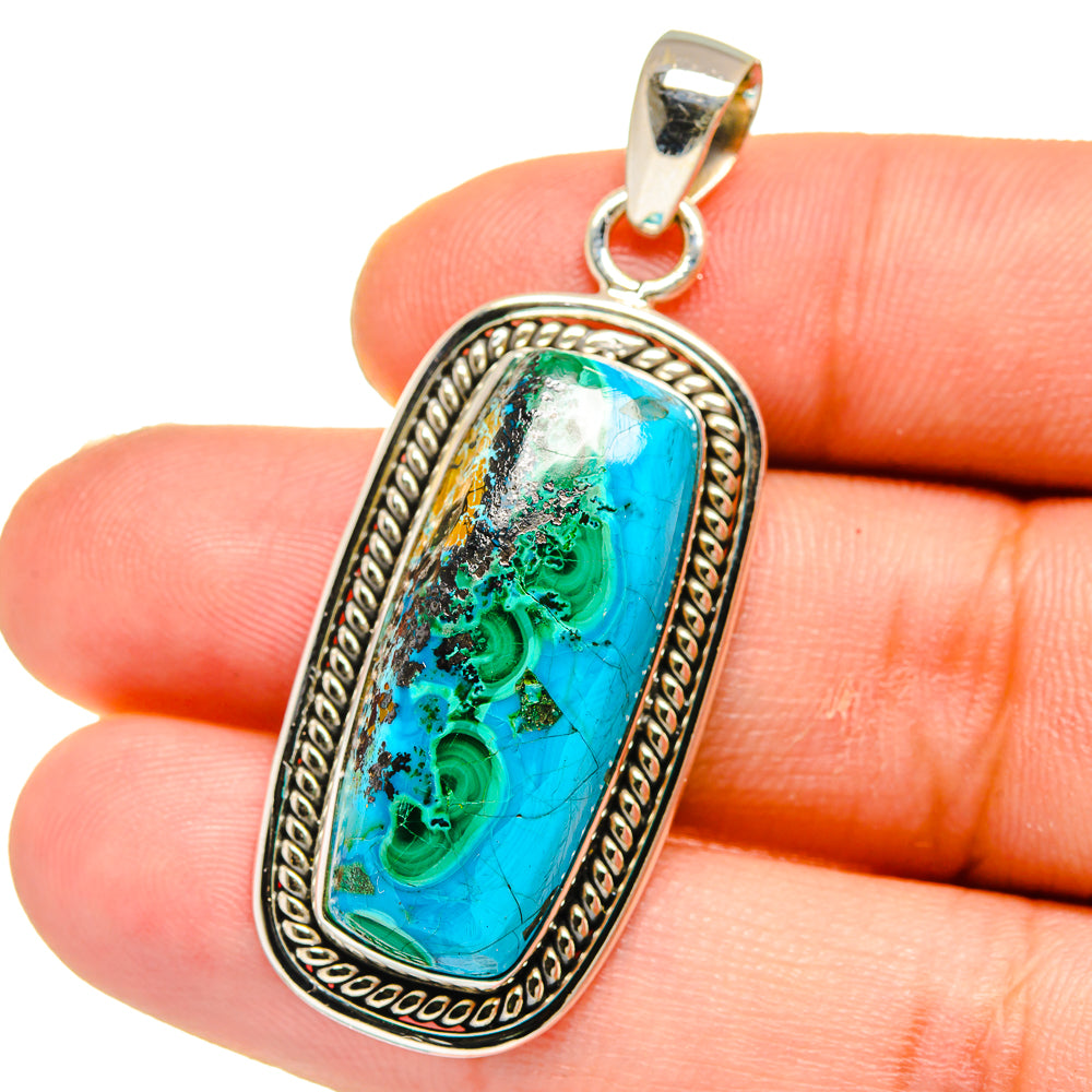 Malachite In Chrysocolla Pendants handcrafted by Ana Silver Co - PD15984