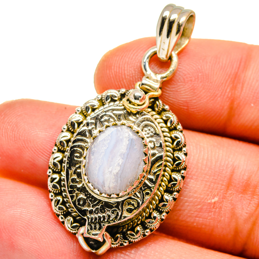 Blue Lace Agate Pendants handcrafted by Ana Silver Co - PD16011