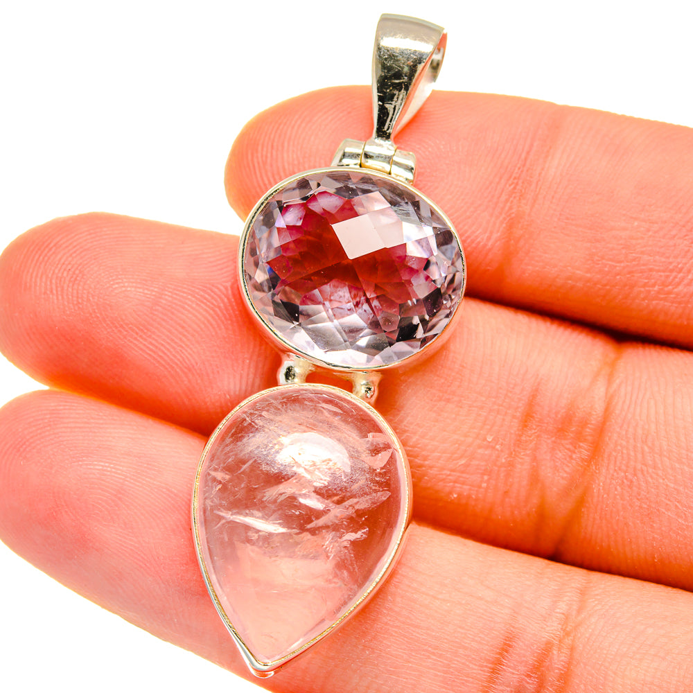 Rose Quartz Pendants handcrafted by Ana Silver Co - PD16057