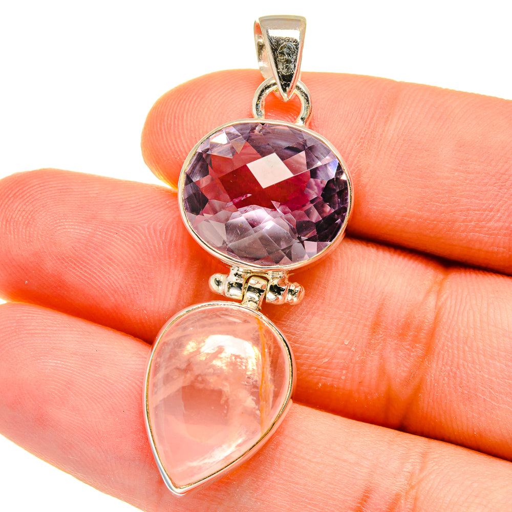 Rose Quartz Pendants handcrafted by Ana Silver Co - PD16059