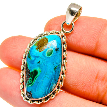Malachite In Chrysocolla Pendants handcrafted by Ana Silver Co - PD16088
