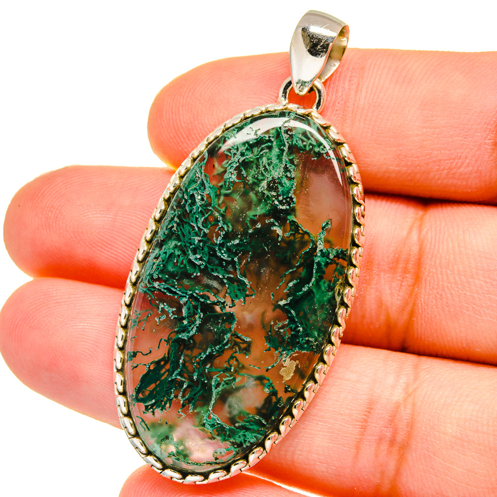 Green Moss Agate Pendants handcrafted by Ana Silver Co - PD16097
