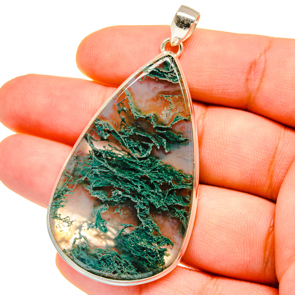Green Moss Agate Pendants handcrafted by Ana Silver Co - PD16098