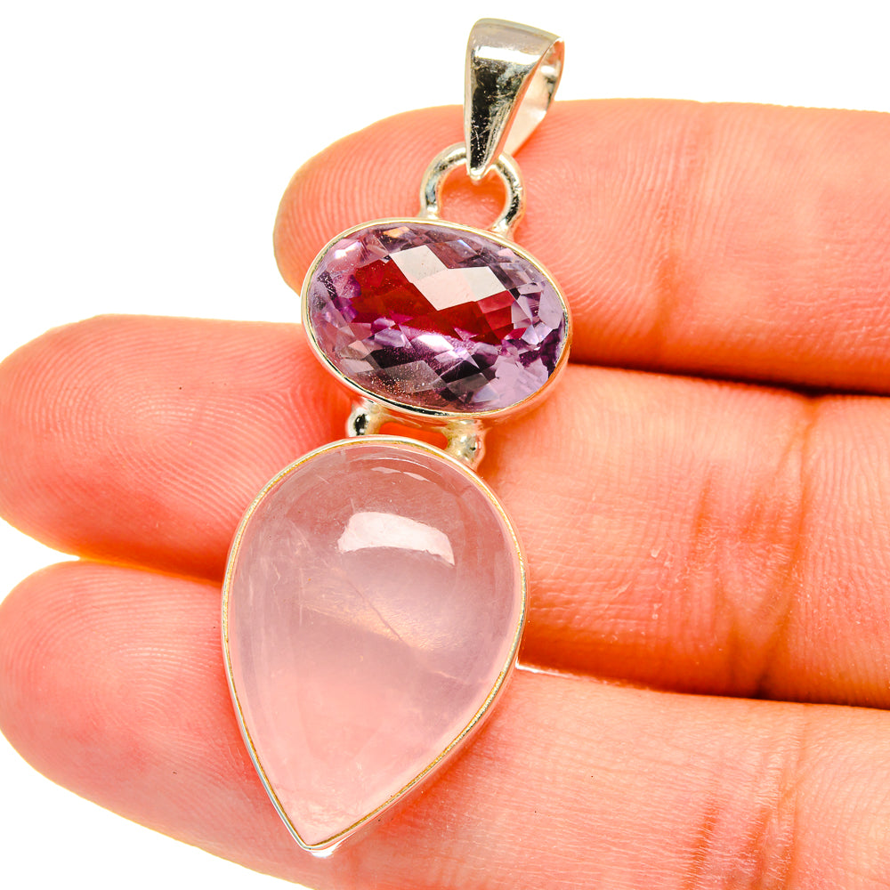 Rose Quartz Pendants handcrafted by Ana Silver Co - PD16134