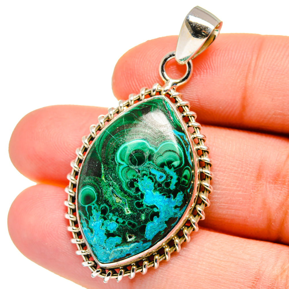 Malachite In Chrysocolla Pendants handcrafted by Ana Silver Co - PD16196