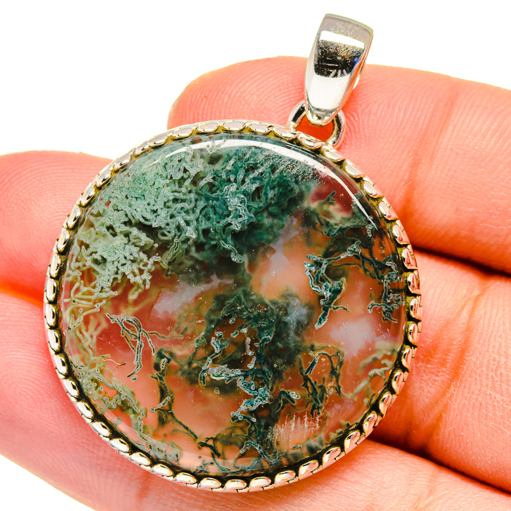 Green Moss Agate Pendants handcrafted by Ana Silver Co - PD16215