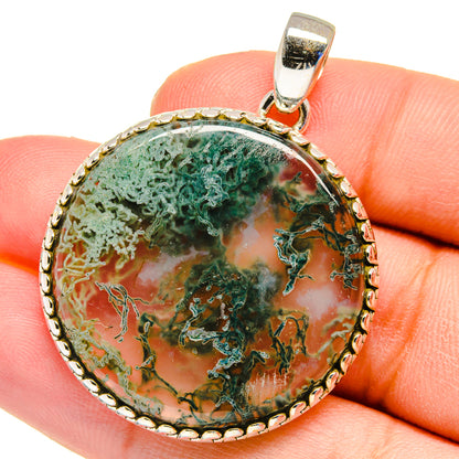 Green Moss Agate Pendants handcrafted by Ana Silver Co - PD16215