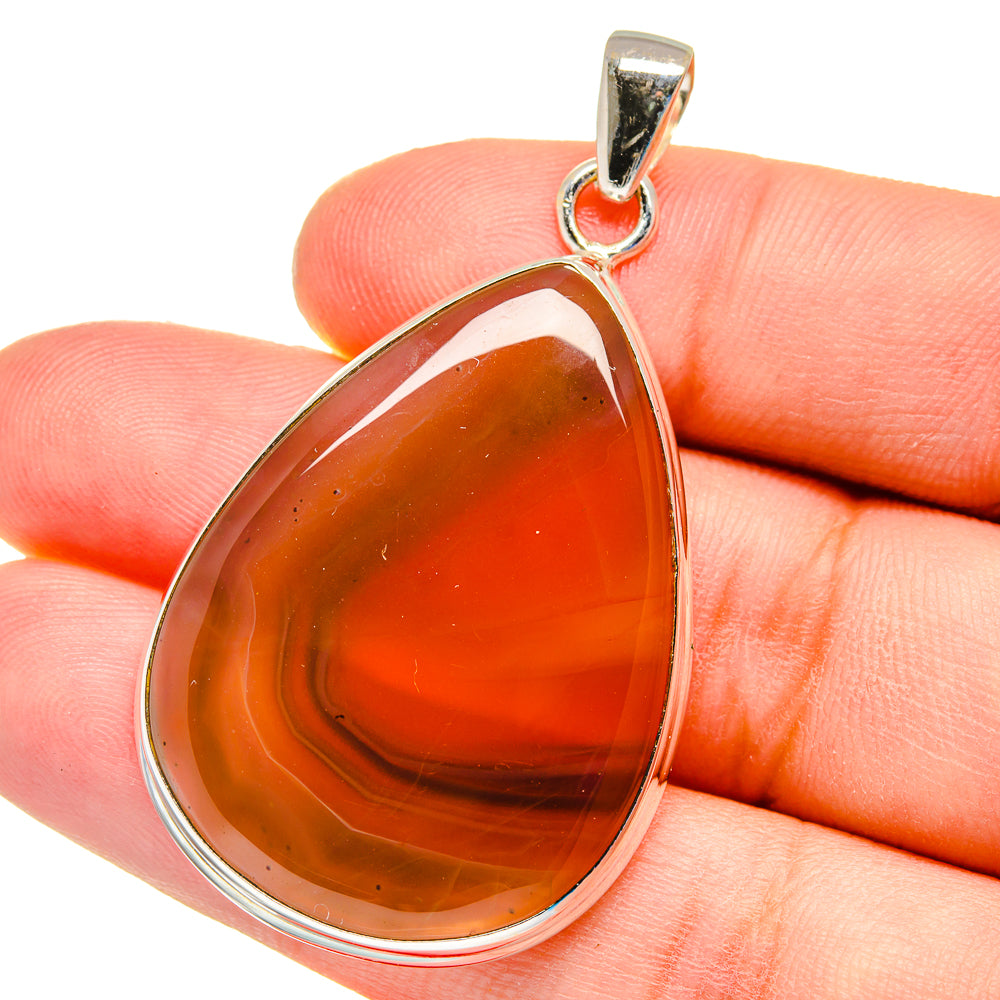 Orange Botswana Agate Pendants handcrafted by Ana Silver Co - PD16237