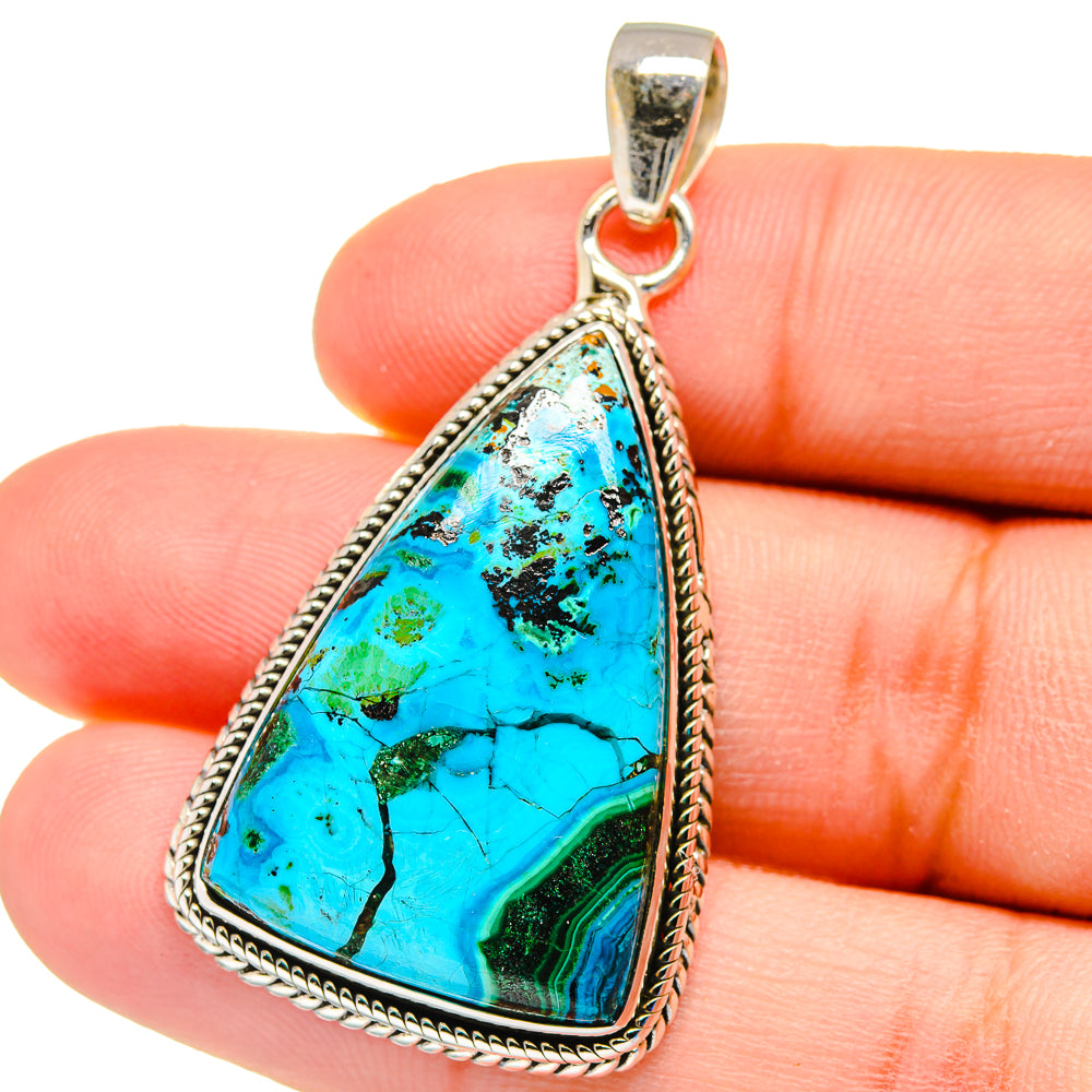 Malachite In Chrysocolla Pendants handcrafted by Ana Silver Co - PD16239