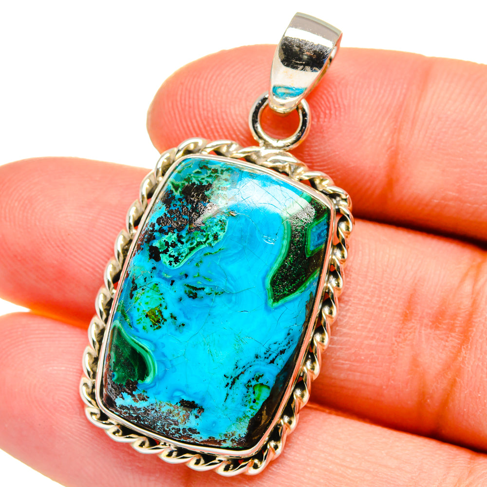 Malachite In Chrysocolla Pendants handcrafted by Ana Silver Co - PD16245