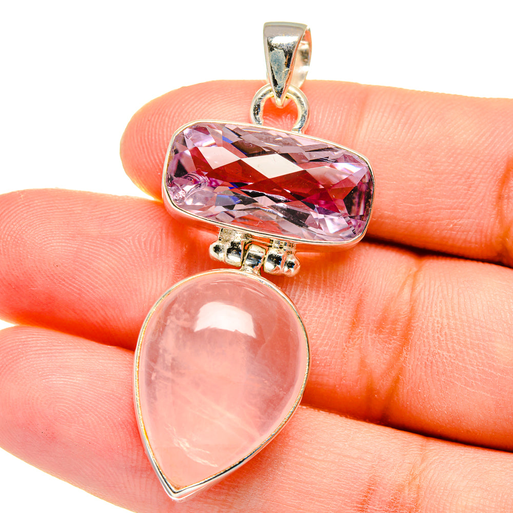 Rose Quartz Pendants handcrafted by Ana Silver Co - PD16248